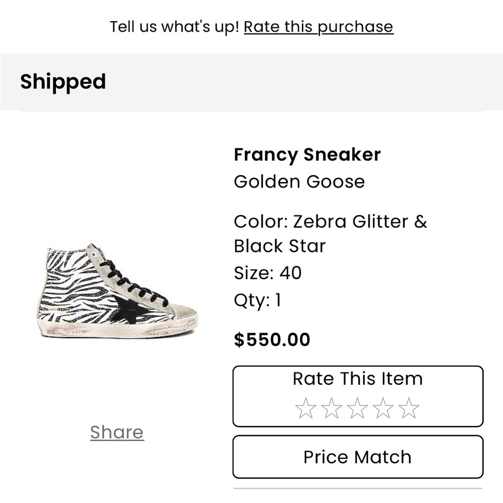 Golden Goose Zebra Print Sneakers - Black and White - Picture 8 of 8